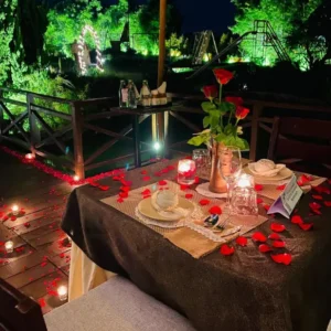 Romantic Candlelight Dinner Setup at Outdoor Space