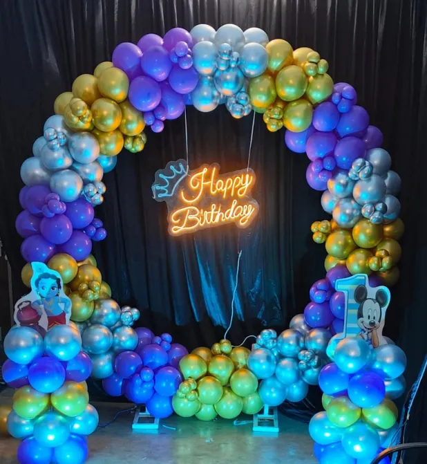 Magical Cartoon Birthday Decor Neon Crown Edition
