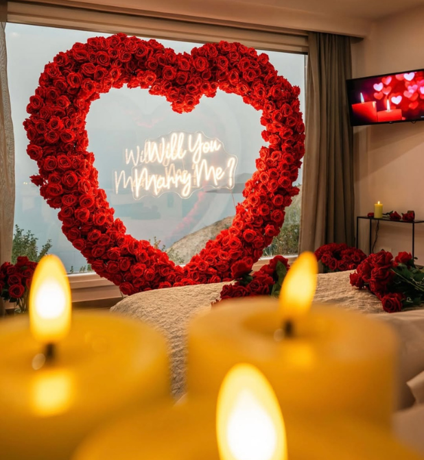 Dreamy Proposal Decor with Floral Heart Frame - Image 2