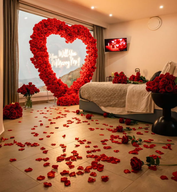 Dreamy Proposal Decor with Floral Heart Frame - Image 3
