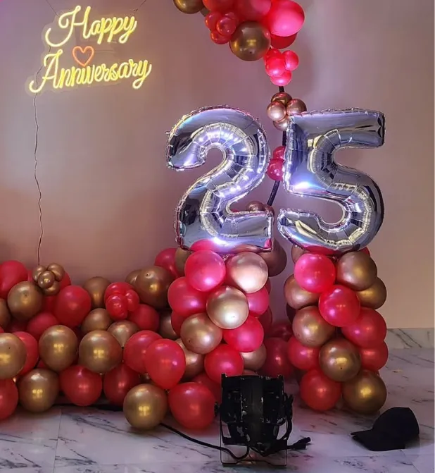 Elegant 25th Anniversary Decor – Red & Gold Luxe Edition - Image 3