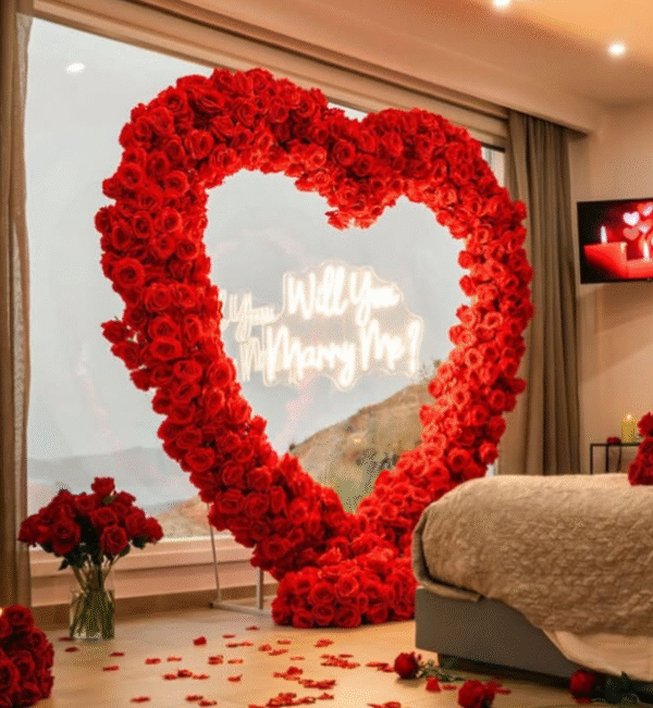Dreamy Proposal Decor with Floral Heart Frame - Image 4