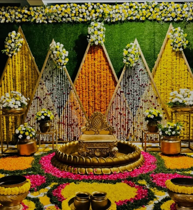 Royal Haldi Floral Stage Decoration