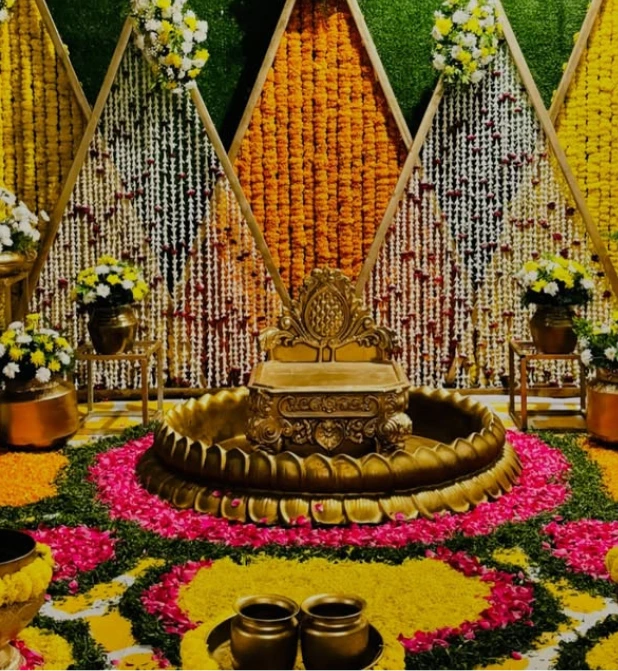 Royal Haldi Floral Stage Decoration