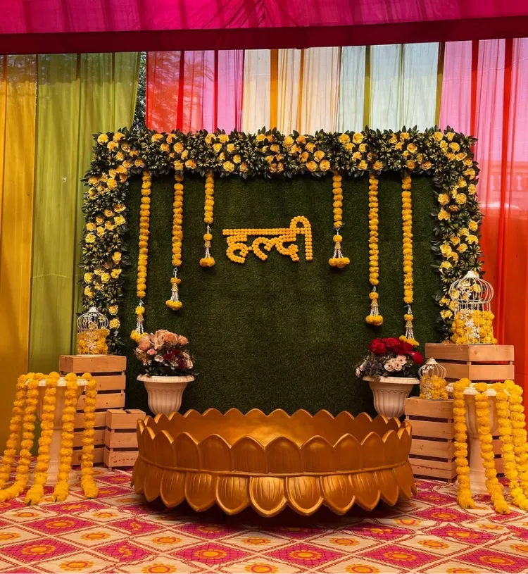 Swarna Haldi Utsav – Luxury Haldi Decoration Setup
