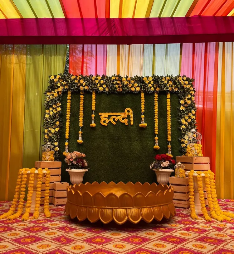 Swarna Haldi Utsav – Luxury Haldi Decoration Setup