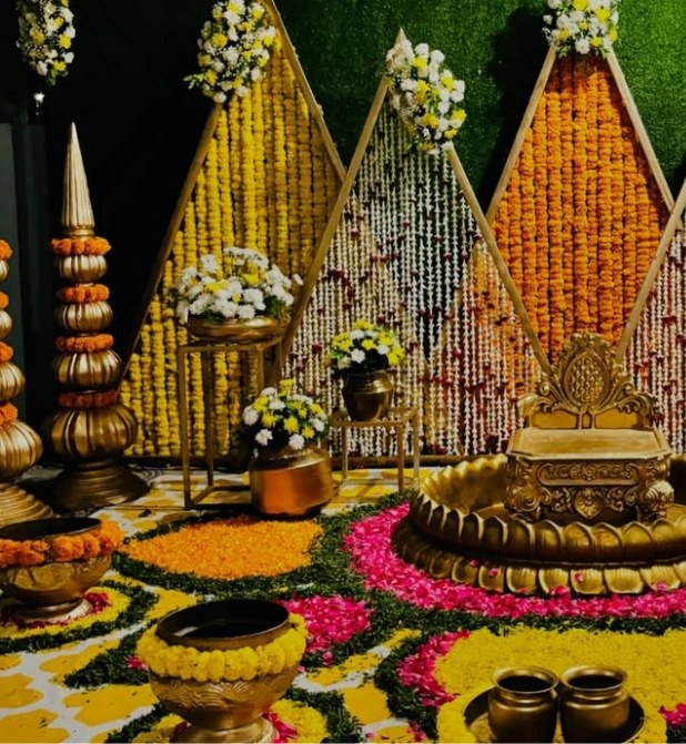 Royal Haldi Floral Stage Decoration