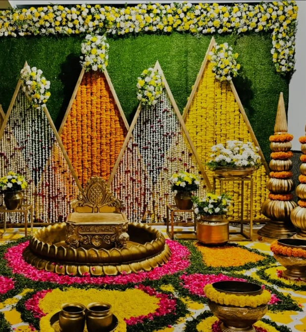 Royal Haldi Floral Stage Decoration