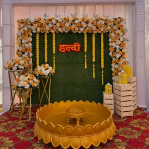 Royal Floral Lotus Theme Haldi Decor